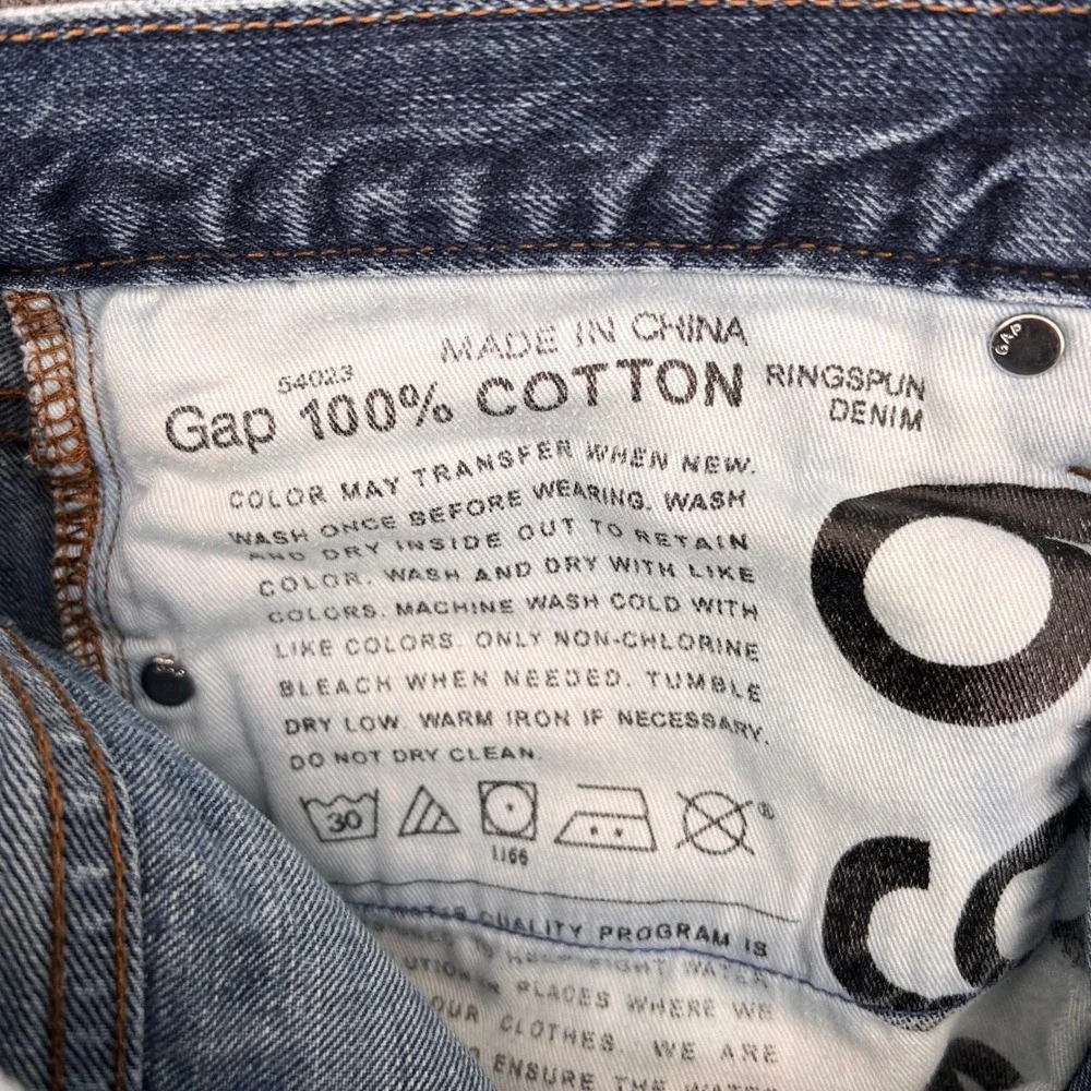 Gap 1969 Slim Fit Straight‎ Relaxed Mens Jeans Blue Medium Wash Distressed 31
